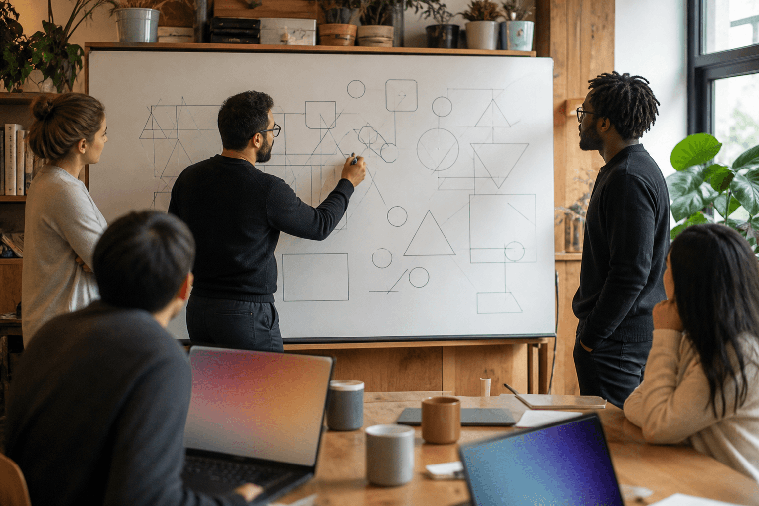 Software team working in a studio room